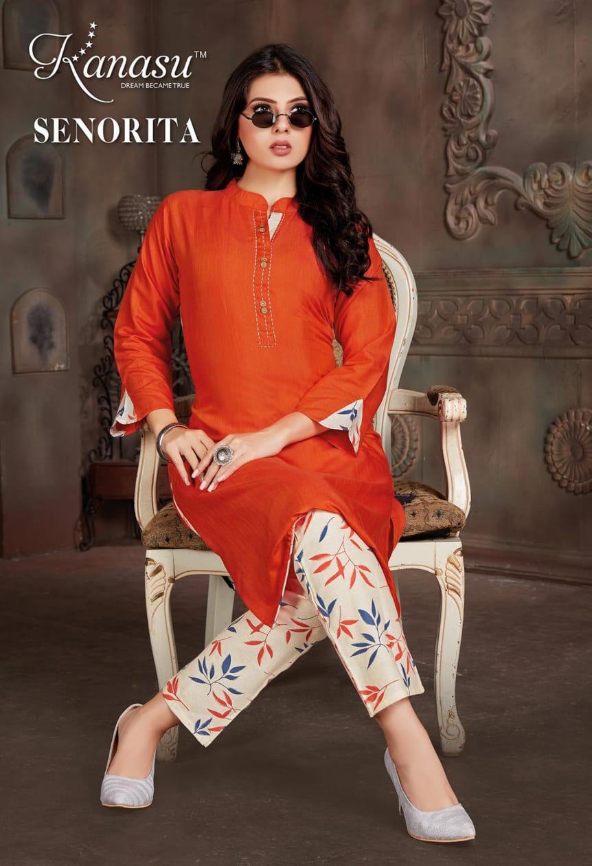 Kanasu Senorita Regular Wear Rayon Designer Kurti With Bottom Collection